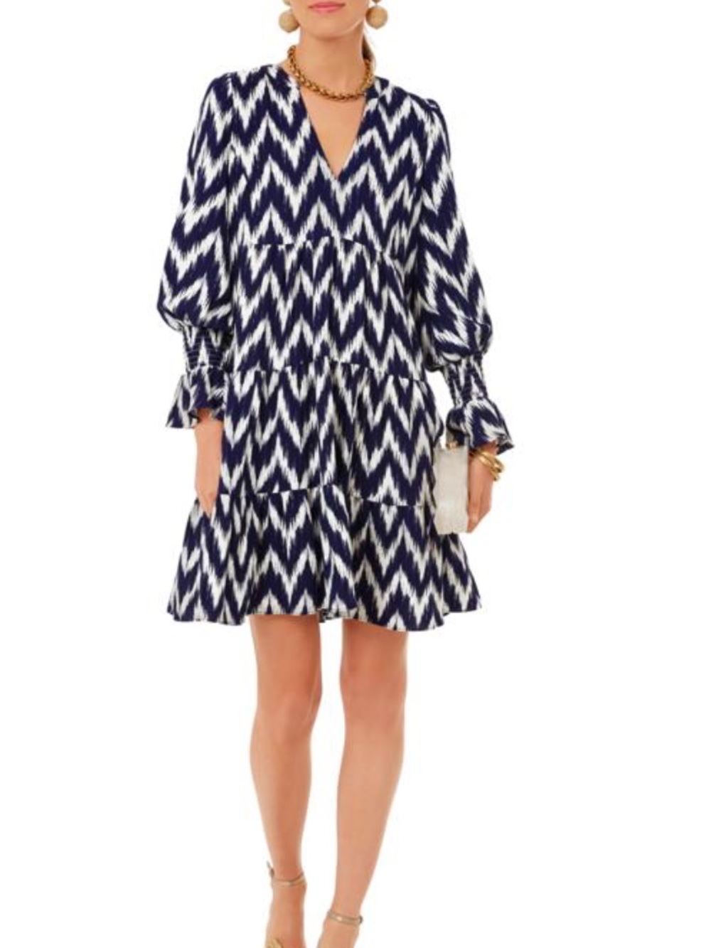 Tuckernuck pomander place navy ikat flowy Kenzo long sleeve mini dress sz m